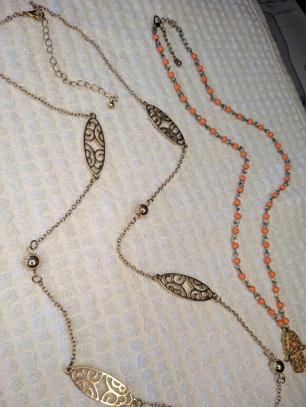 Gold Tone Beaded Necklace Duo - Picture 5 of 9